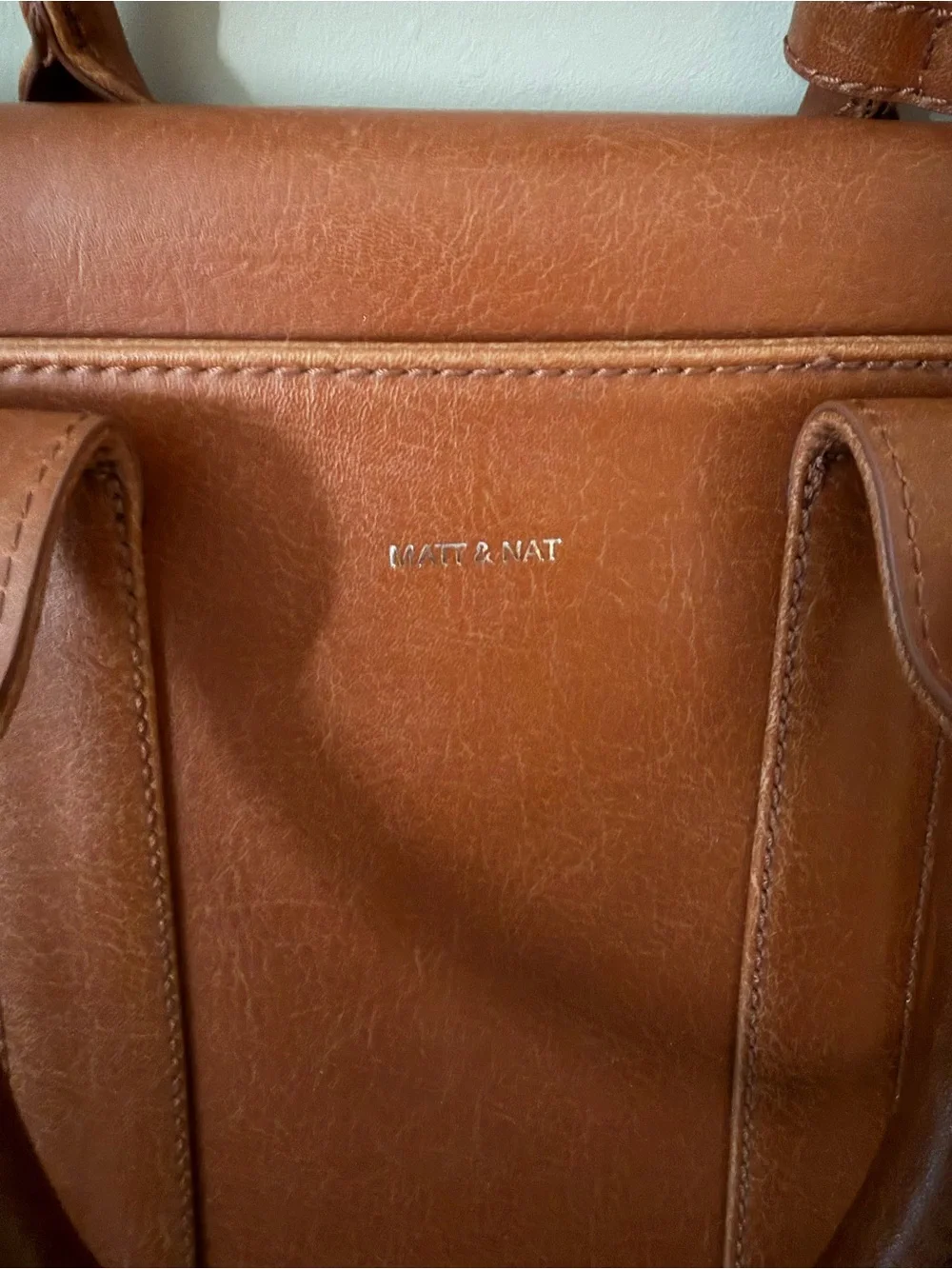 Matt & Nat Leather-Style Laptop Tote in Cognac